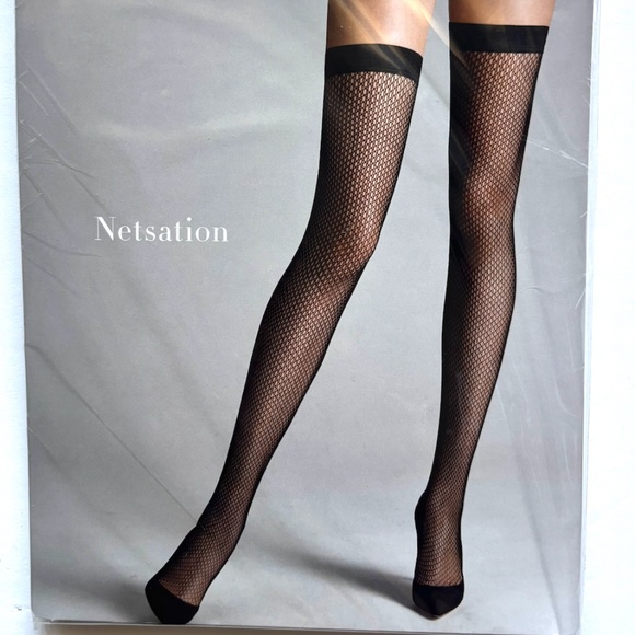 NWT Wolford, size small, stay up black net stockings - Picture 2 of 5